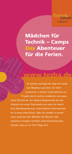 Titel des Tezba Technik-Camps Flyer